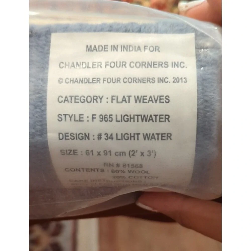 BRAND NEW CHANDLER FOUR CORNERS COUNTRY WOOL RUG - Light‎ Water 2' x 3' Accent